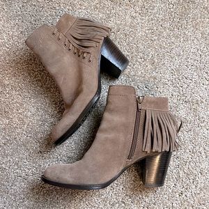 Söfft Tan Fringe Heeled Booties